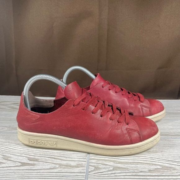Adidas Stan Smith Nude Burgundy Low Top Sneaker Casual Shoe Womens 7 - Picture 1 of 8